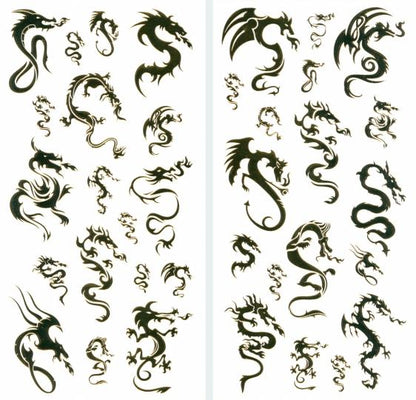 4375 Переводные татуировки. Золотые драконы