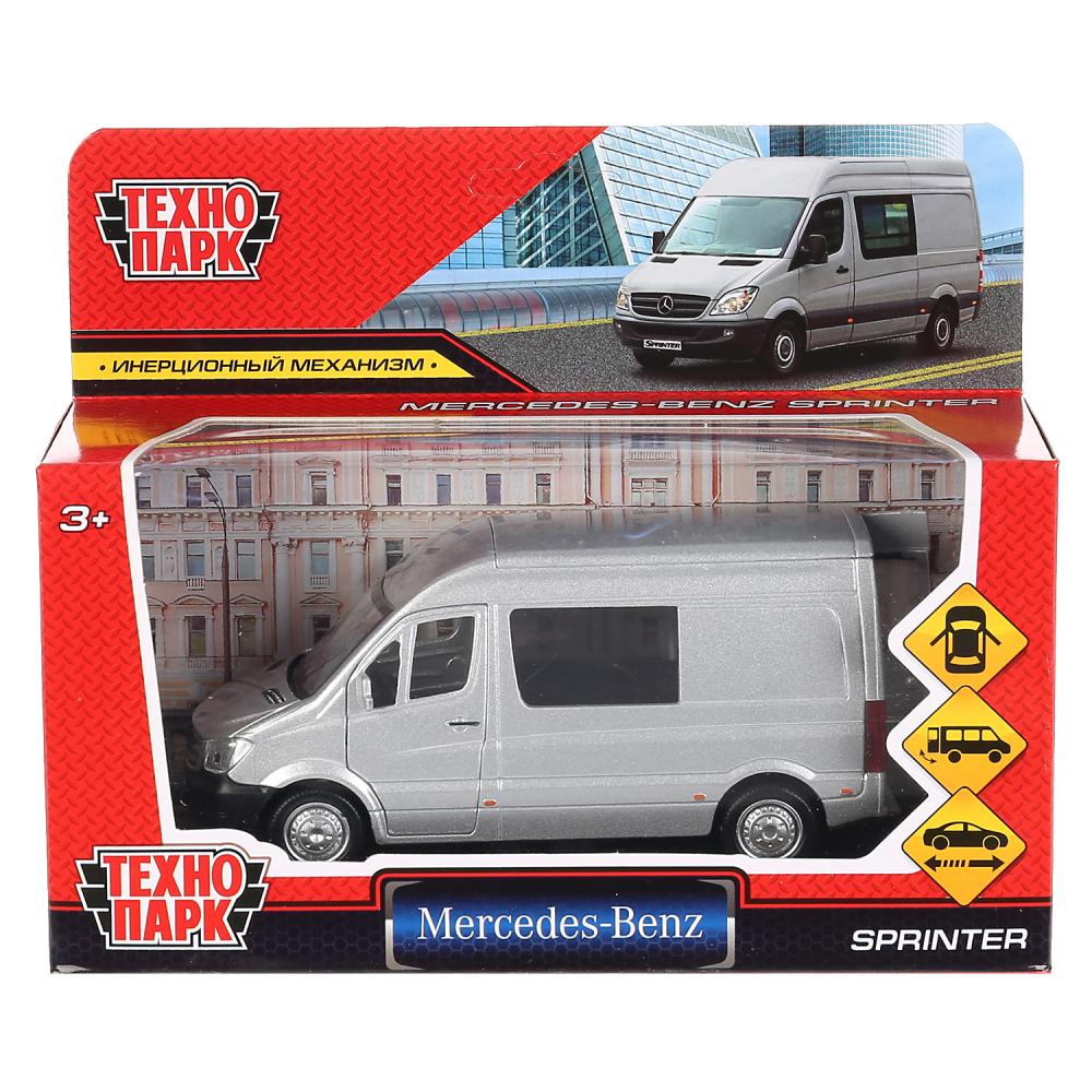 Машина "mercedes-benz sprinter" 14см, откр. двери, инерц., серебристый в кор. Технопарк в кор.2*32шт