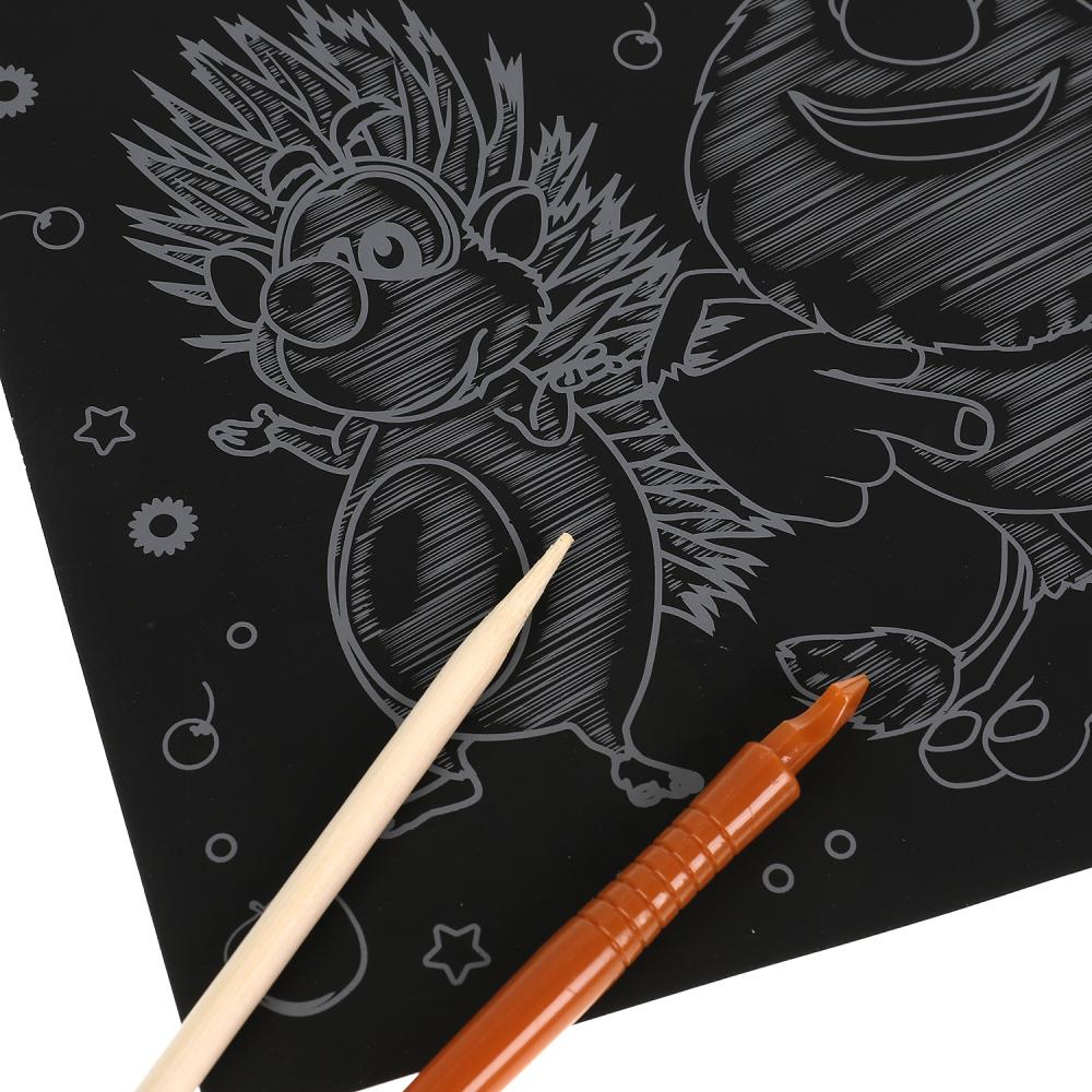 SCRATCHART-SILV-BU1 313949 Porte-bébé pour porte-bébé Gravure 18*24 cm, noir et blanc