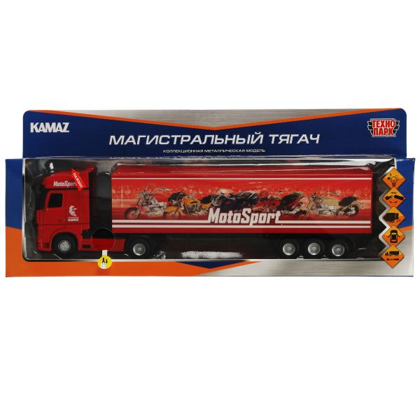 Технопарк. Машина "Kamaz Тягач с полуприцепом" 37 см, металл,св-зв,дв.,инерц, арт.KAMAZCARGO-37SL-RD