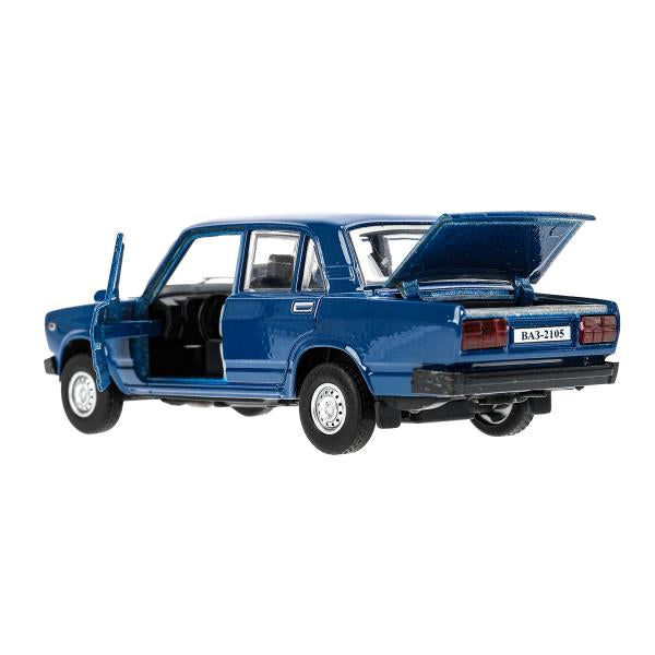 Машина металл LADA ваз-2105 1997 12 cm, двери, багаж, инерц.темно-синий,кор. Технопарк в кор.2*36шт