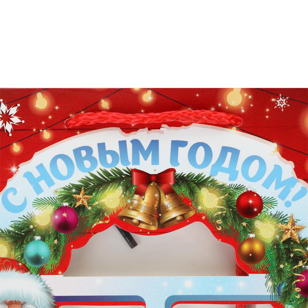 Пакет подарочный с окном из pvc m,новый год,190 гр/м2 ЧУДО ПРАЗДНИК в кор.12*12шт