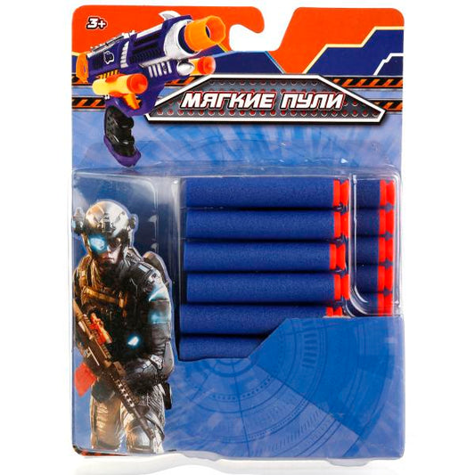 НАБОР ИЗ 18-И МЯГКИХ ПУЛЬ "ИГРАЕМ ВМЕСТЕ" С ПРИСОСКАМИ НА КАРТ. (РУСС. УП.) в кор.2*48наб