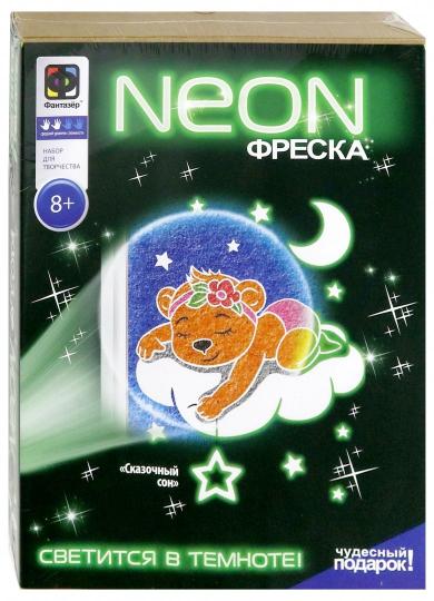 НЕОН ФРЕСКА СКАЗОЧНЫЙ СОН МИШКА С БАНТИКОМ в кор.14шт