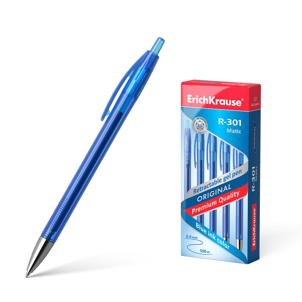 Ручка гелевая автоматическая Erich Krause R-301 Original Gel Matic, цвет чернил синий (в коробке по