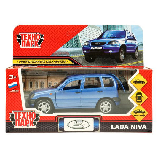 Машина металл LADA NIVA 12 см, двери, багаж, инерц, синий, кор. Технопарк в кор.2*36шт