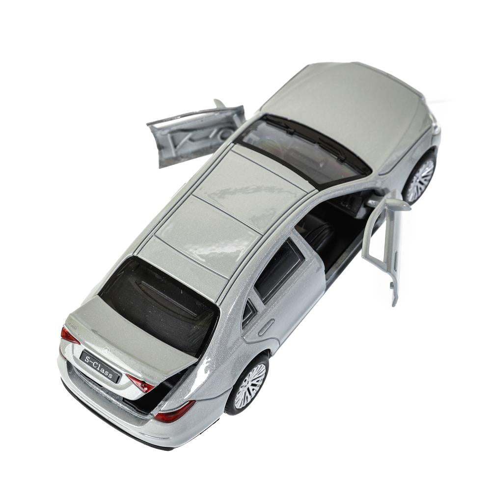 Машина металл MERCEDES-BENZ classe s v223 12см,дв,багаж,инер,серебристый,кор. Parc technologique dans le cor.2*36шт