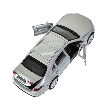 Машина металл MERCEDES-BENZ classe s v223 12см,дв,багаж,инер,серебристый,кор. Parc technologique dans le cor.2*36шт
