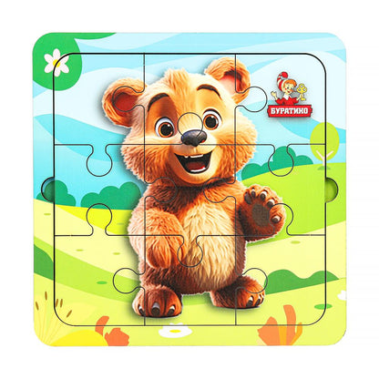 Игрушка деревянная пазл 15*15 см. терм. пакет Буратино в кор.20шт