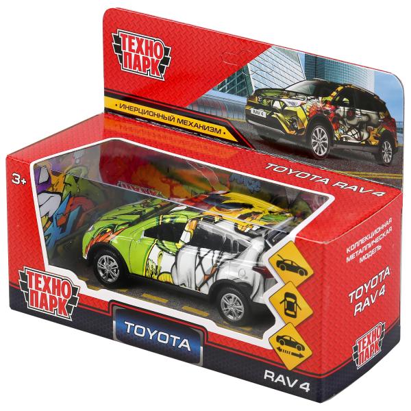 Machine en métal TOYOTA "toyota rav4 графити", dlinna 12cm, inert, dans assortiment. dans le cor.Технопарк dans le cor2*36шт