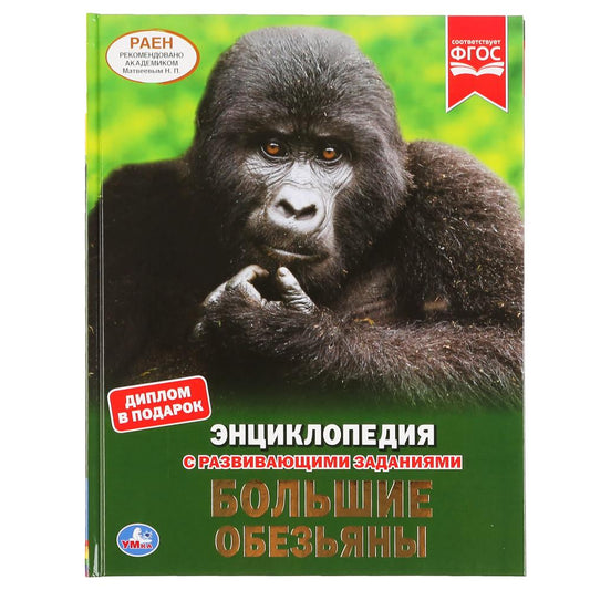 "УМКА". БОЛЬШИЕ ОБЕЗЬЯНЫ (ЭНЦИКЛОПЕДИЯ С РАЗВИВАЮЩИМИ ЗАДАНИЯМИ, А4). ТВЕРДЫЙ ПЕРЕПЛЕТ. dans le cor.15шт