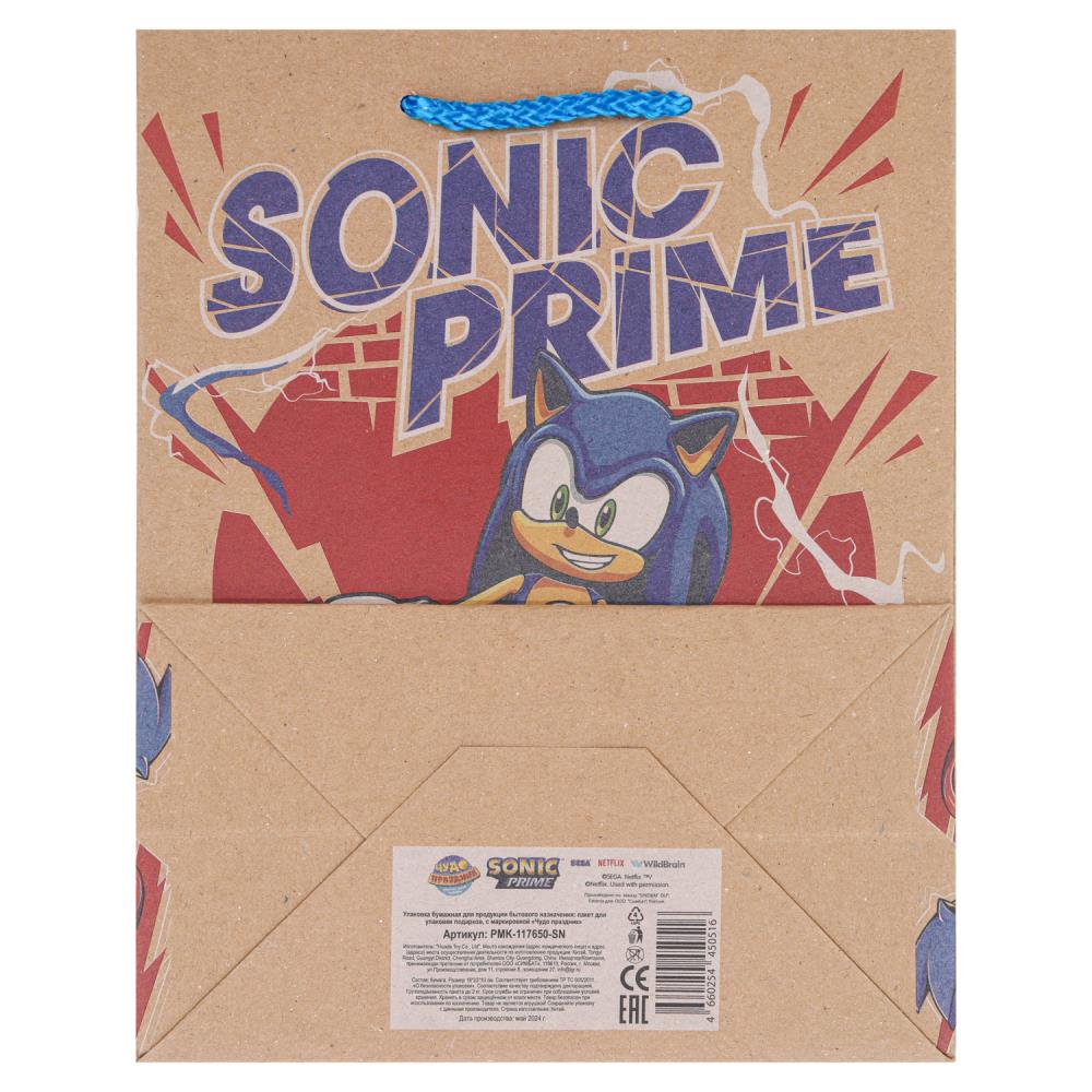Пакет подарочный крафт Sonic Соник m, 18*23*10 см ЧУДО ПРАЗДНИК в кор.12*12шт