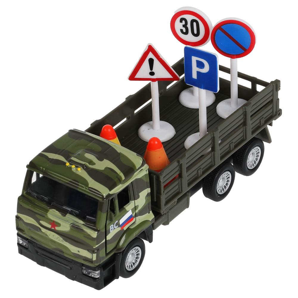 Machine métallique KAMAZ, 12 cm, dv., sac, iner.+dor. знаки, кор. Parc technologique en cor.2*24шт
