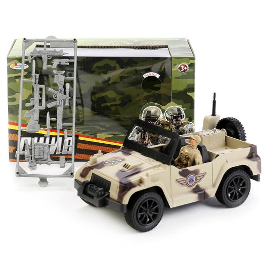 НАБОР ВОЕННАЯ ТЕХНИКА "ИГРАЕМ ВМЕСТЕ" ДЖИП + 1 СОЛДАТ, СВЕТ+ЗВУК, С АКСЕСС. В КОР. в кор.2*24шт