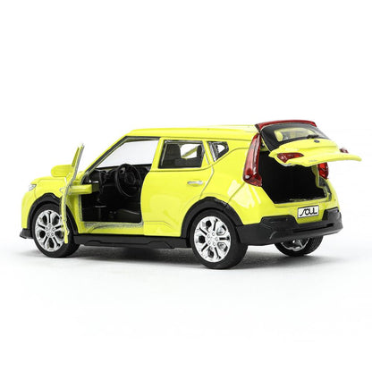 Машина металл KIA soul длина 12 см, двери, багаж., инерц, салатовый, кор. Технопарк в кор.2*36шт