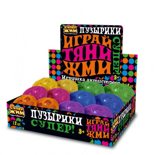 Игрушка жмяка с блестками, шар 4,8 см, цвета в асс., дисплей Супер Жим уп-12шт в кор.12уп