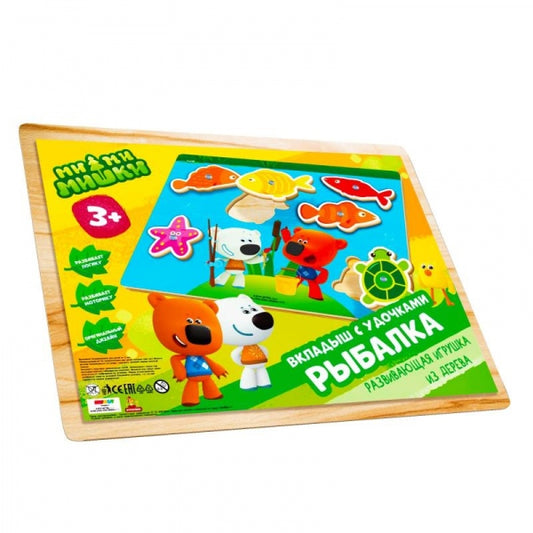 Игрушка деревянная Ми-ми-мишки рыбалка на пруду Буратино в кор.100шт