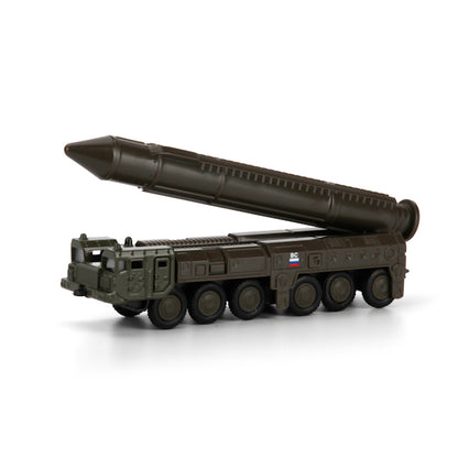 МОДЕЛЬ РСЗО ТОПОЛЬ "ТЕХНОПАРК" МЕТАЛЛ. ИНЕРЦ. С РАКЕТОЙ ОТКРЫВ. ДВЕРИ 15СМ В РУСС. КОР. в кор.2*36шт