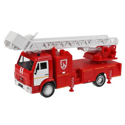 Машина металл свет-звук KAMAZ ПОЖАРНЫЙ 17 см, двери, подвиж дет, инерц, кор. Технопарк в кор.2*30шт