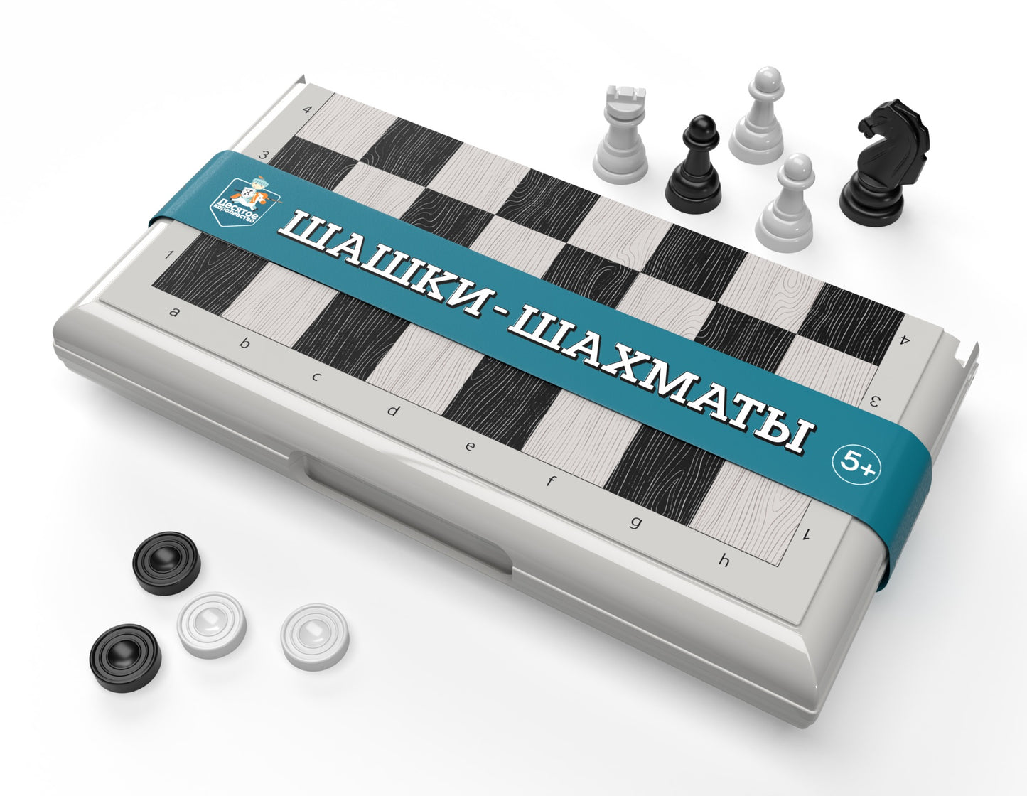 Игра настольная "Шашки-Шахматы" dans пласт.коробке (мал, сер)