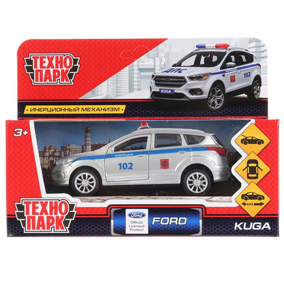 ТМ Технопарк. Machine métallique "FORD KUGA ПОЛИЦИЯ" 12 cm, ouverte. двери, инерц. dans le cor. dans le cor.2*36шт