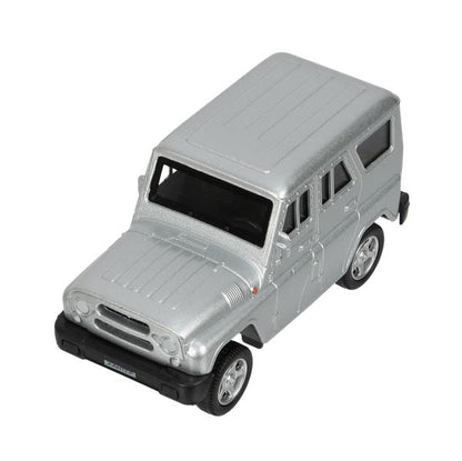 Machine en métal UAZ ХАНТЕР dline 10,5 см, инерция, серебристый, кор. Parc technologique dans le cor.2*36шт