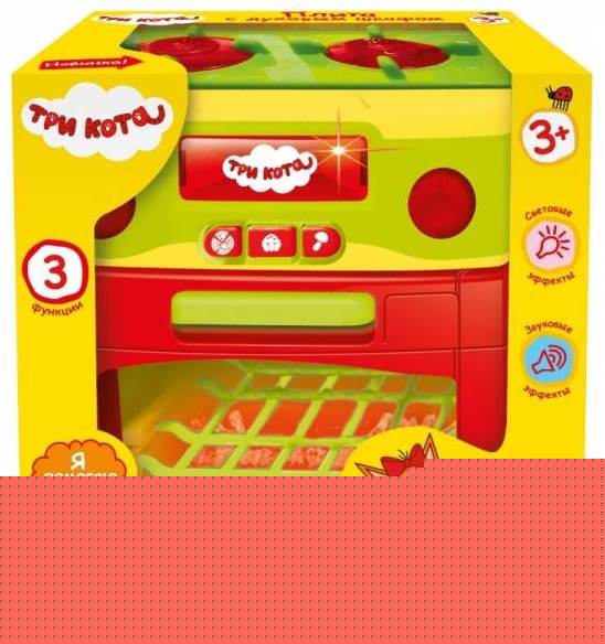 B1419392-R Плита ТРИ КОТА ТМ "Играем вместе" на бат. свет+звук в русс. кор. в кор.2*12шт