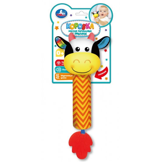 Погремушка - пищалка коровка на блист. Умка в кор.250шт