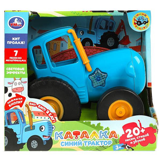 Каталка СИНИЙ ТРАКТОР 20 песен,стихов,звуков.пластик.свет.кор.бат. Умка в кор.72шт