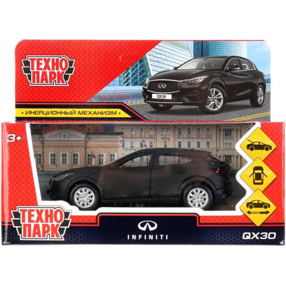 Machine en métal "infiniti qx30 maтовый" 12см, открыв.двери, инерц, noir dans le cor. Parc technologique en cor2*36шт