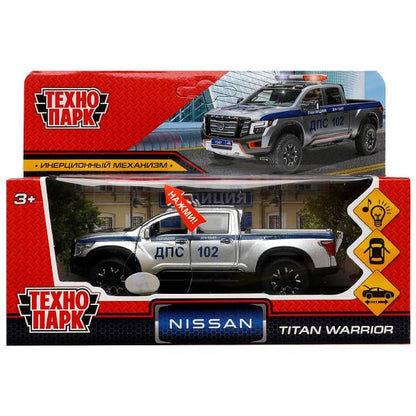 Machine en métal de couleur noire NISSAN TITAN ПОЛИЦИЯ 12,5 cm, double, sac, argent, cor. Parc technologique dans le cor.2*36шт