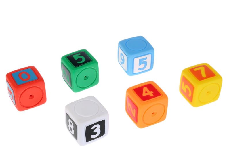 Игрушки пластизоль для купания "ИГРАЕМ ВМЕСТЕ" Кубики с цифрами (6шт) в сетке (русс уп) в кор.2*24шт