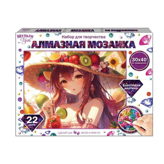 Алмазная мозаика 30*40 Аниме с фруктами МУЛЬТИ АРТ в кор.20шт
