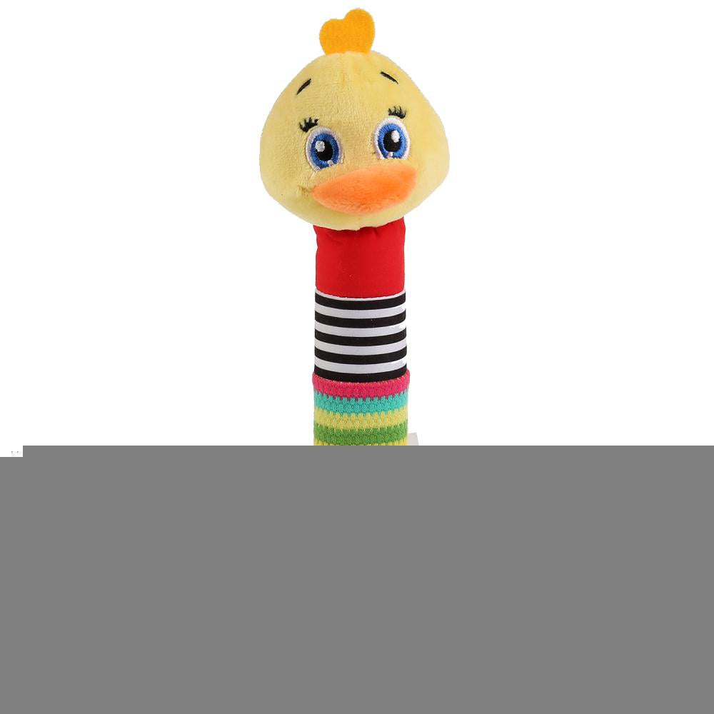 Текстильная игрушка погремушка-пищалка цыпленок на карт. в пак. (русс. уп.) "Умка" в кор.240шт