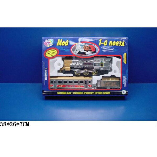 ЖЕЛЕЗНАЯ ДОРОГА НА БАТ. С ДЫМОМ, СВЕТ+ЗВУК, ДЛИНА 282СМ 0616 В РУСС. КОР. 38*26*8СМ dans le cor.24шт