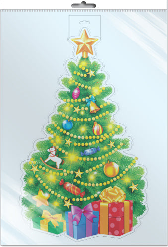 *Ф-16614 ПЛАКАТ ВЫРУБНОЙ А3 В ПАКЕТЕ. Елочка Новогодняя (двухсторонний, в индивидуальной упаковке, с европодвесом и клеевым клапаном)