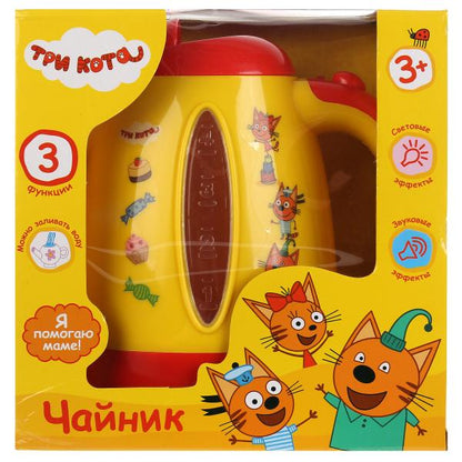 Чайник ТРИ КОТА ТМ "Играем вместе" на бат. свет+звук в русс. кор. в кор.2*18шт