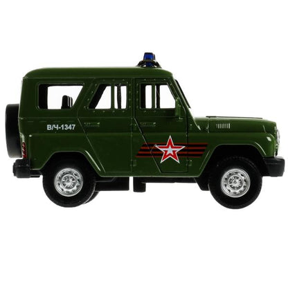 HUNTER-12SLARR-GN338203 Machine en métal pour véhicule UAZ HUNTER АРМИЯ РОССИИ 12 см, двер, багаж, ин, кор.