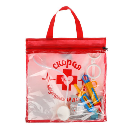 Mega Toys. Набор "Доктор" арт.МТ0303 (6 пр.:фартук,шапка,очки,градусник,шприц,стетоскоп) в сумочке