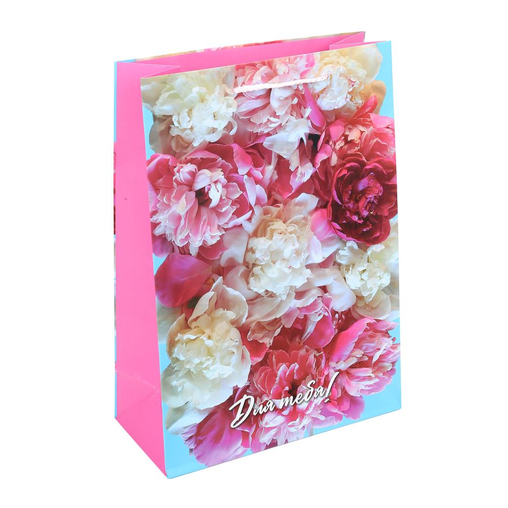 Пакет подарочный МАТОВЫЙ ml,пионы,140 гр/м2 ЧУДО ПРАЗДНИК в кор.10*12шт