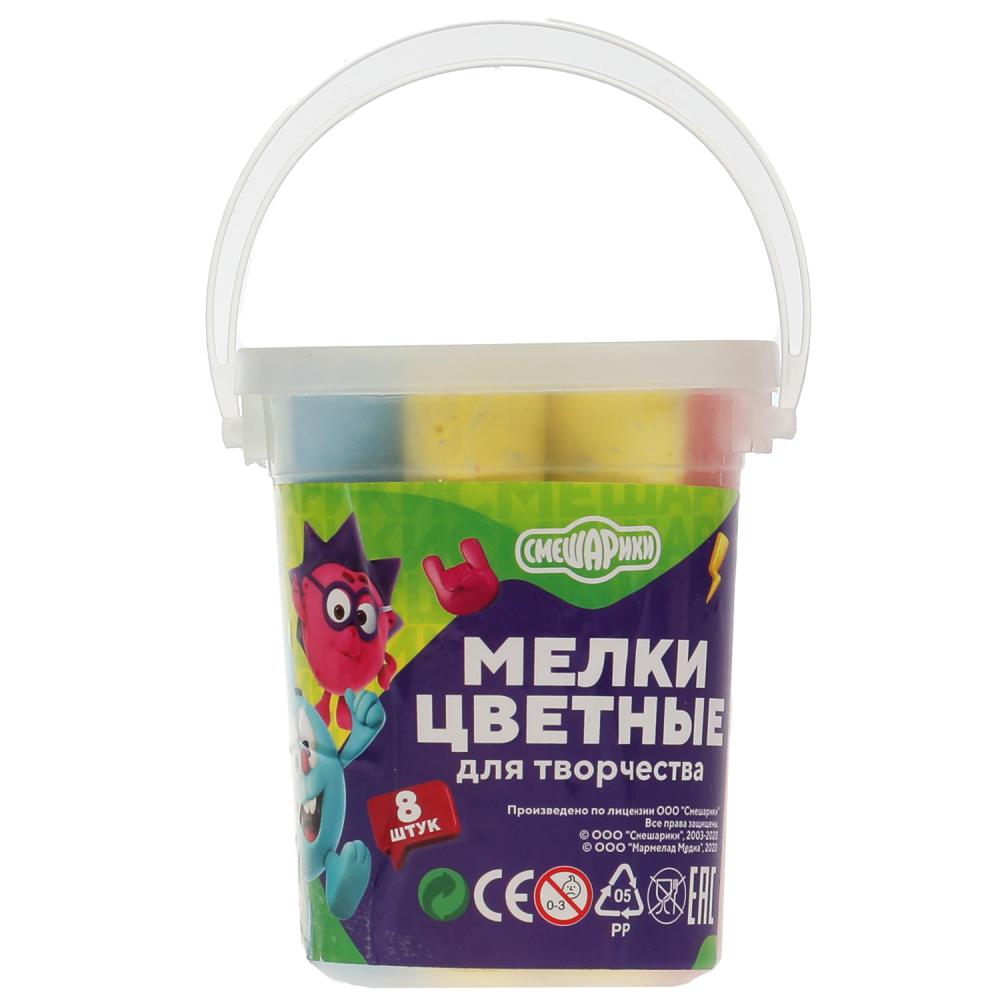 Melki цветные асфальтовые для творчества, СМЕШАРИКИ 8 шт (4 цв), ведре МУЛЬТИ АРТ в кор.48шт