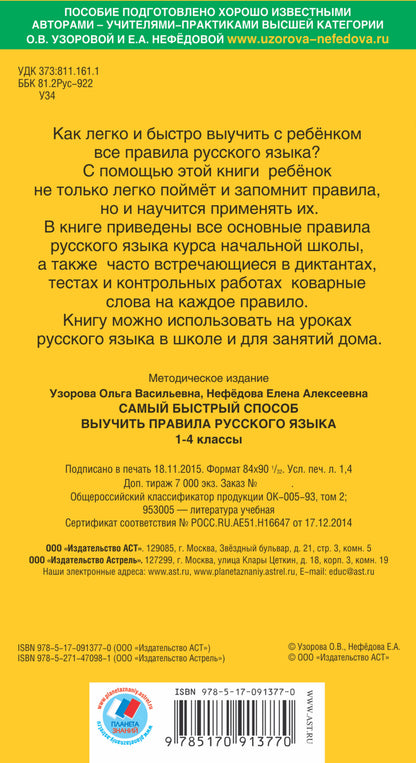 Самый быстрый способ выучить правила русского языка. 1-4 классы