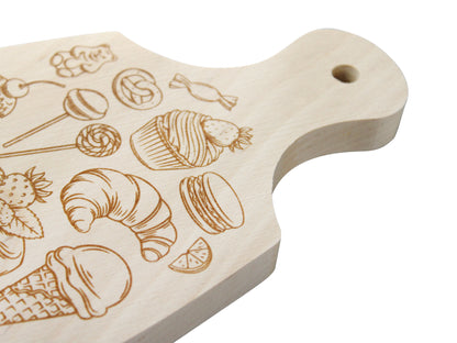 Выжигание по дереву. Разделочная доска "Сладости" (130х230мм) в кор.15шт