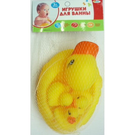 Игрушка пластизоль для купания "ИГРАЕМ ВМЕСТЕ" УТКА-МЫЛЬНИЦА МАЛ. В СЕТКЕ (РУСС. УП.) в кор.2*108шт