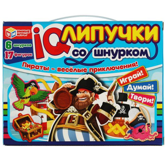 IQ-липучки со шнурком. Пираты - весёлые приключения. 235х180х45 мм. Умные игры. в кор.20шт