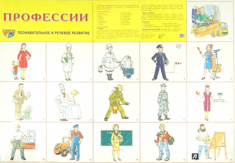 Демонстрационные картинки СУПЕР Пprofession.16 демонстр.картинок с текстом. (Сфера картинок)