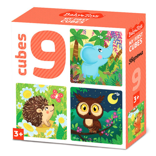 Кубики "Зверята" (без обклейки) 9 шт Jouets pour bébé