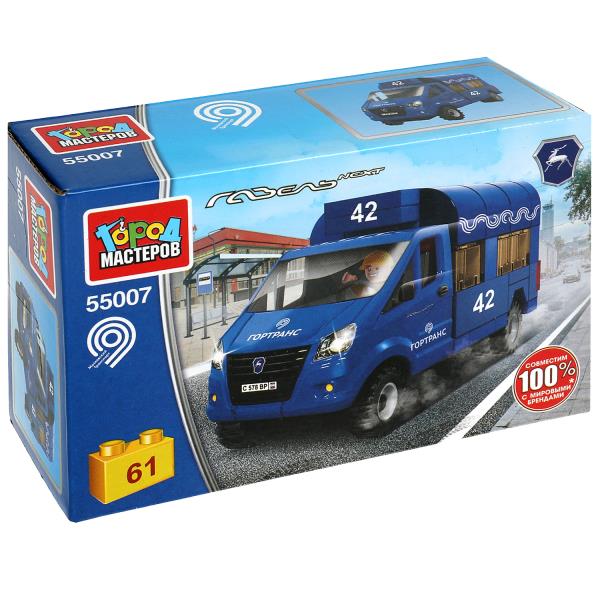 55007-KK Группа ГАЗ конструктор ГАЗЕЛЬ маршутное ТАКСИ, 61 дет. Grands maîtres en cor.2*40шт