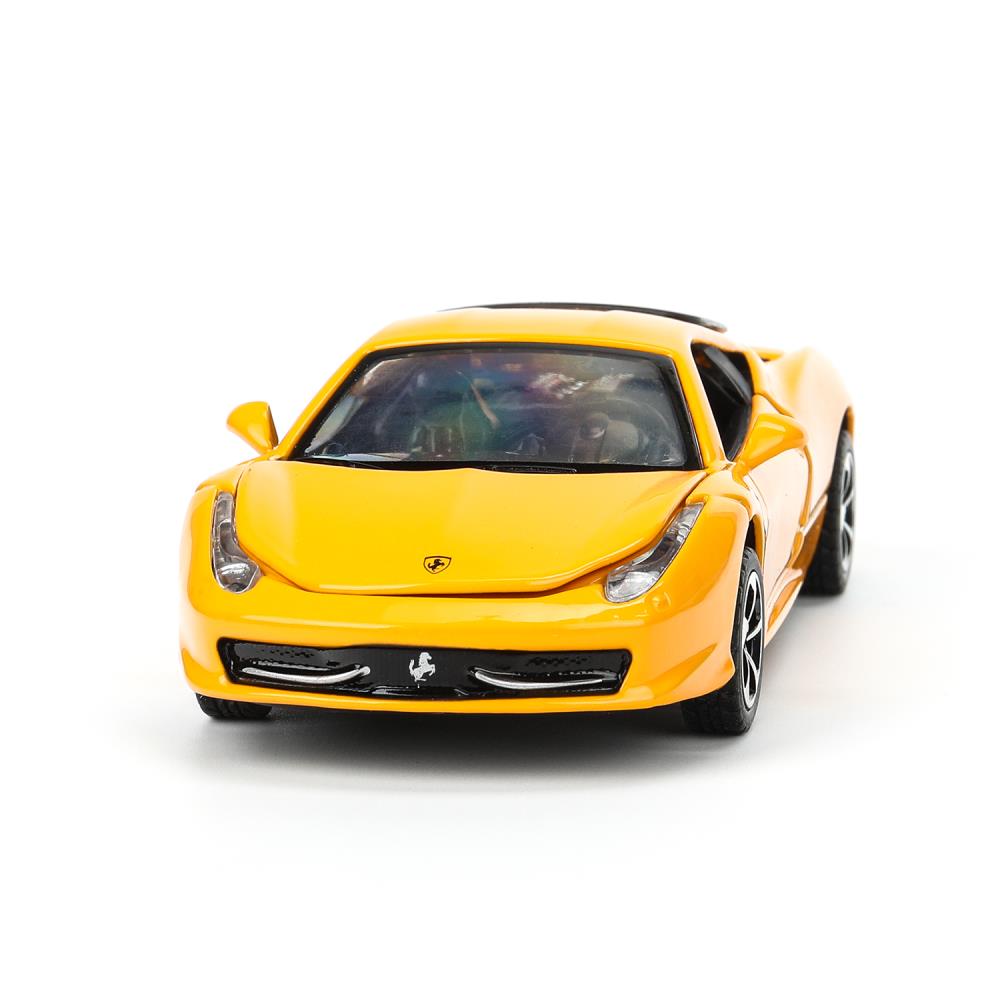 Модель металл звук ferrari 458 italia 14 см, двери, багажник. инерция кор. Технопарк в кор.2*48шт