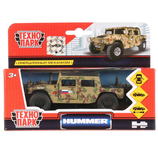 Machine en métal Hummer H1 de 12 cm, ouverte. двери, инерц. dans le cor. Parc technologique en cor.2*24шт